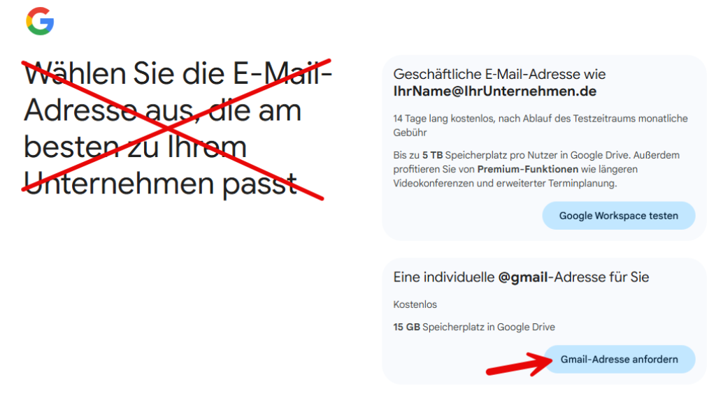 Geschäftsemail-Adresse für Google einrichten